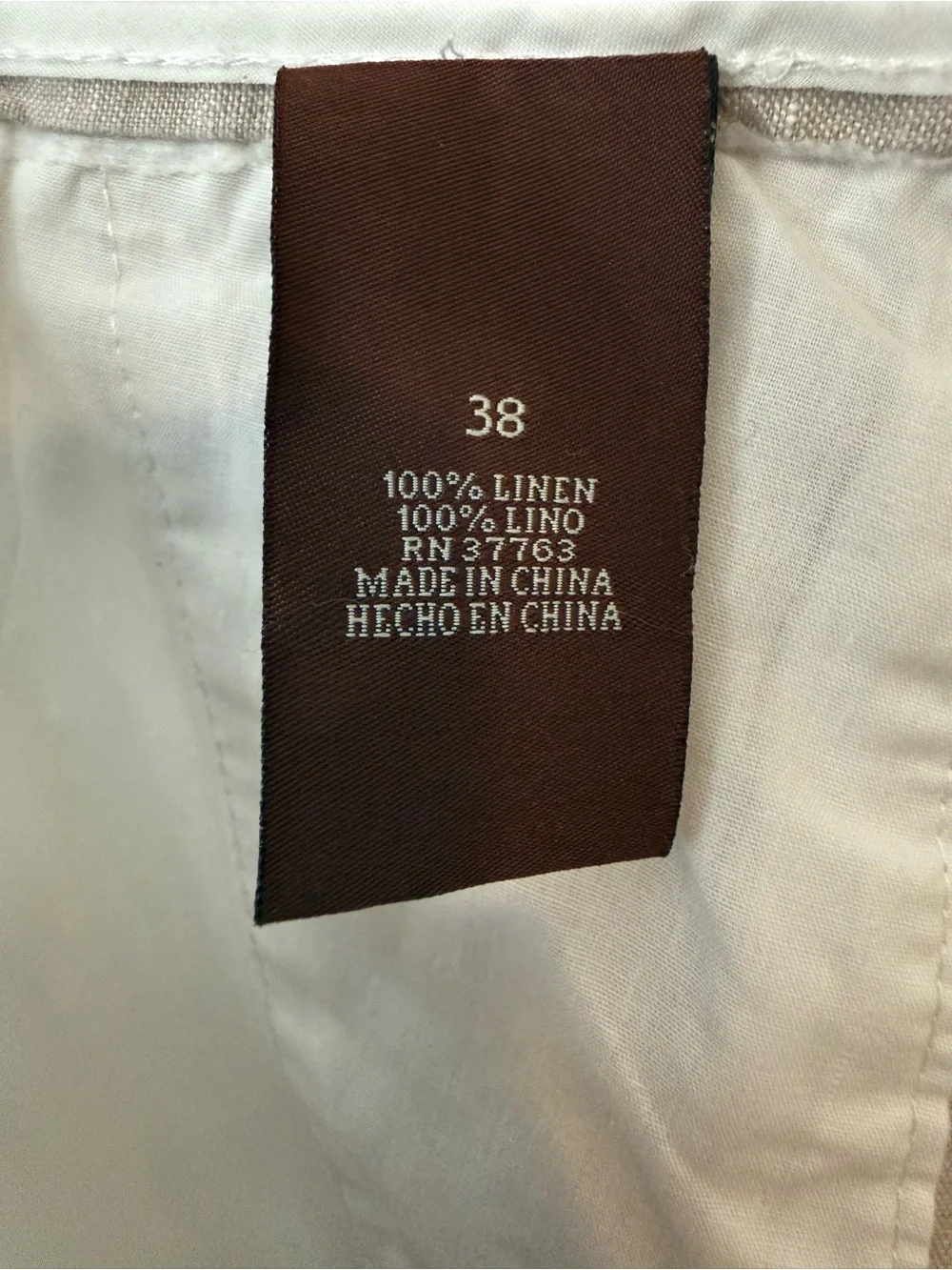 Perry Ellis Linen Pants Mens 38 Beige Drawstring Chino Lightweight Beach